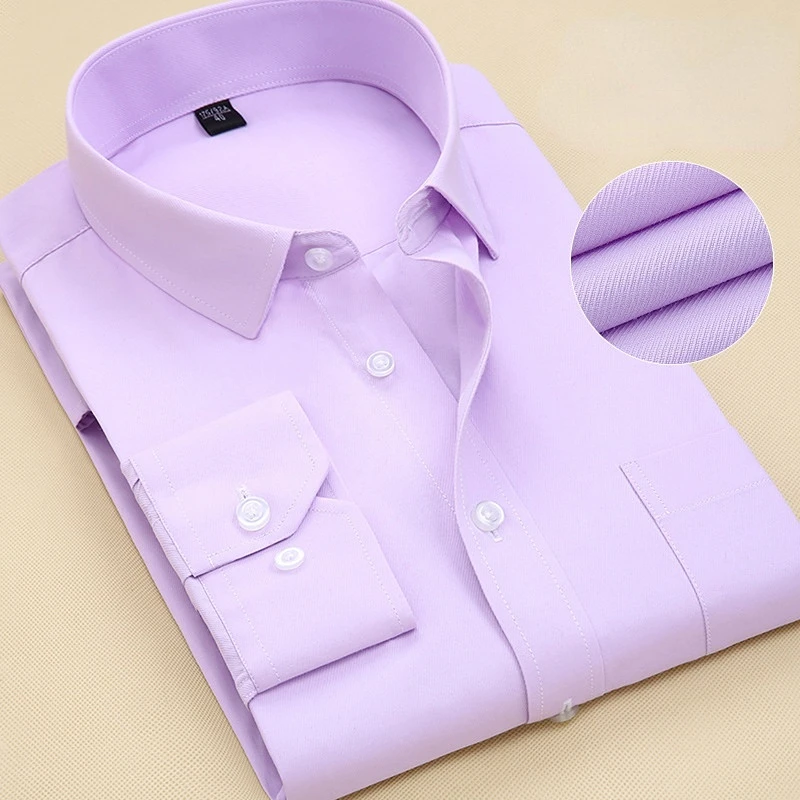 8XL Pure Color Long Sleeve Shirt for Men Work Office Business Classic Longsleeve Shirt for Men Casual Men's White Dress long sleeve shirt,men casual shirt