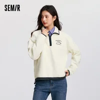 Semir hauts pour femme polaire chaud brodé 2025 hiver automne vêtements sweat doux polaire chaud coupe ample usage quotidien 2025 nouveau 3