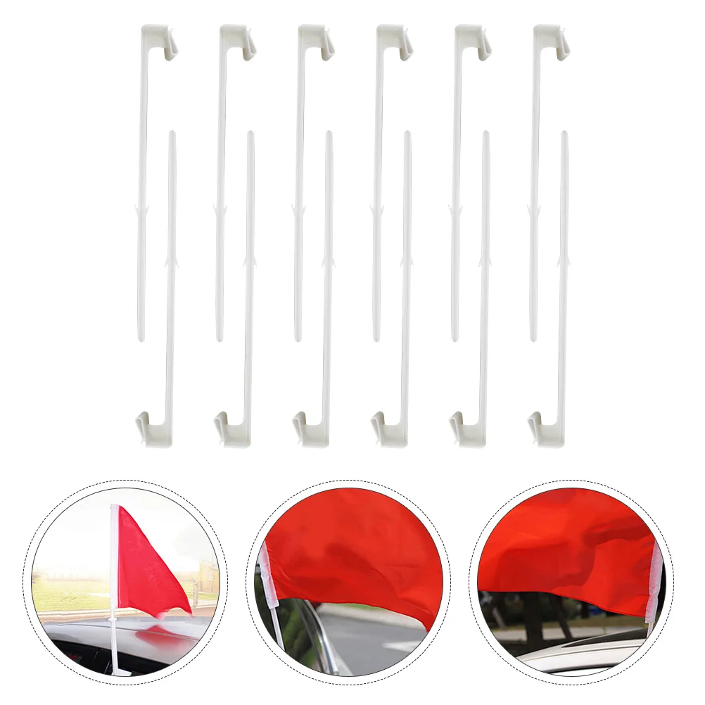 

12 Pcs Flagpole Stand Vehicle Window Racks Emblems Car Holder Clip for American Clips Frames Telescopic
