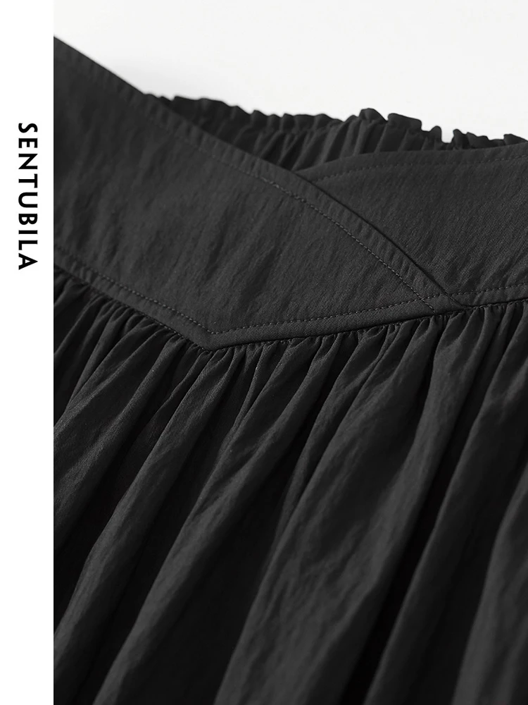 SENTUBILA Black A-line Maxi Skirt 2024 Spring Summer Fashion High Waist Solid Casual Loose Long Skirts Women Clothing 141Q53588