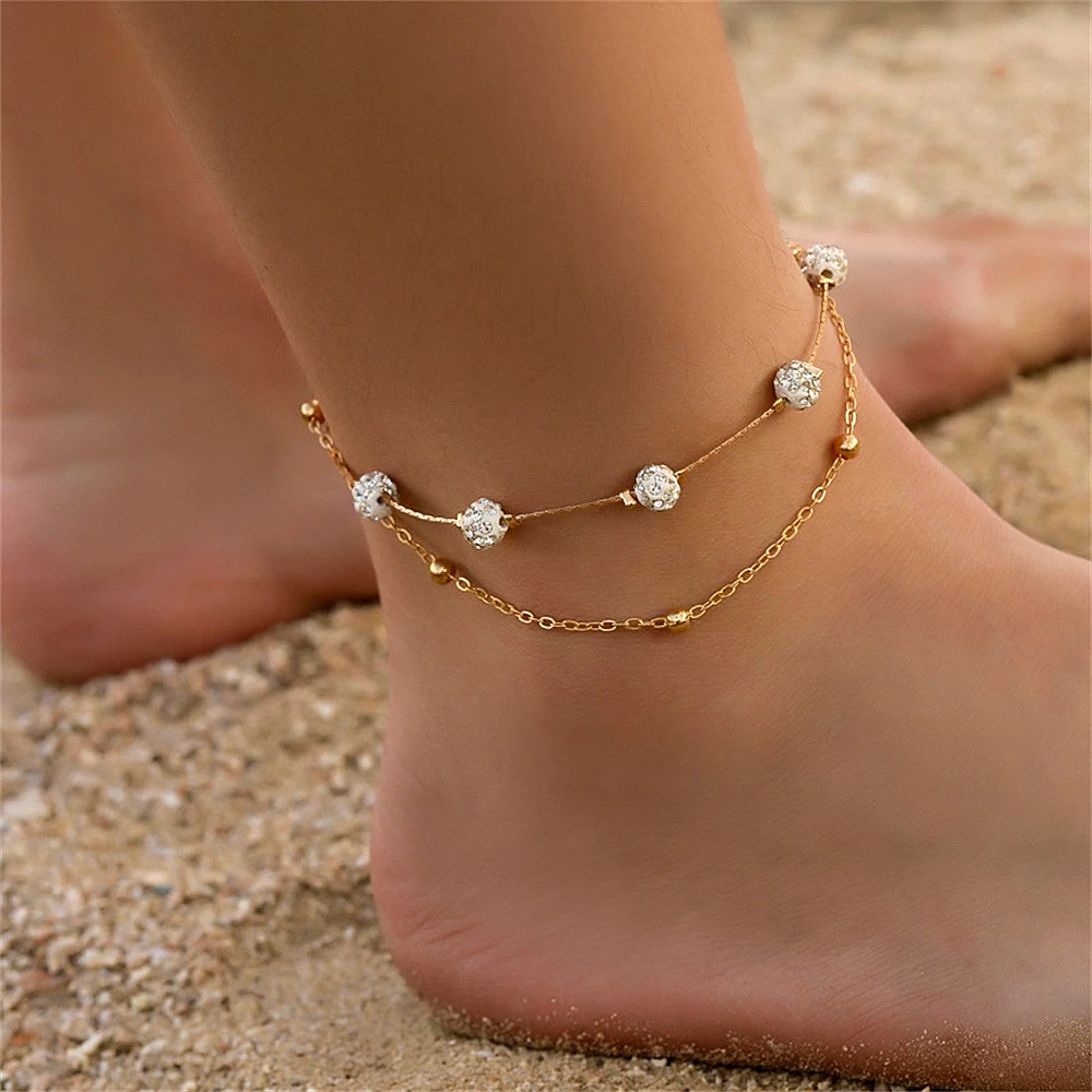 New Foot Accessories Trend Women Simple Beach Foot Accessories Fashion  Double-layer Five-pointed Star Anklet FT1028