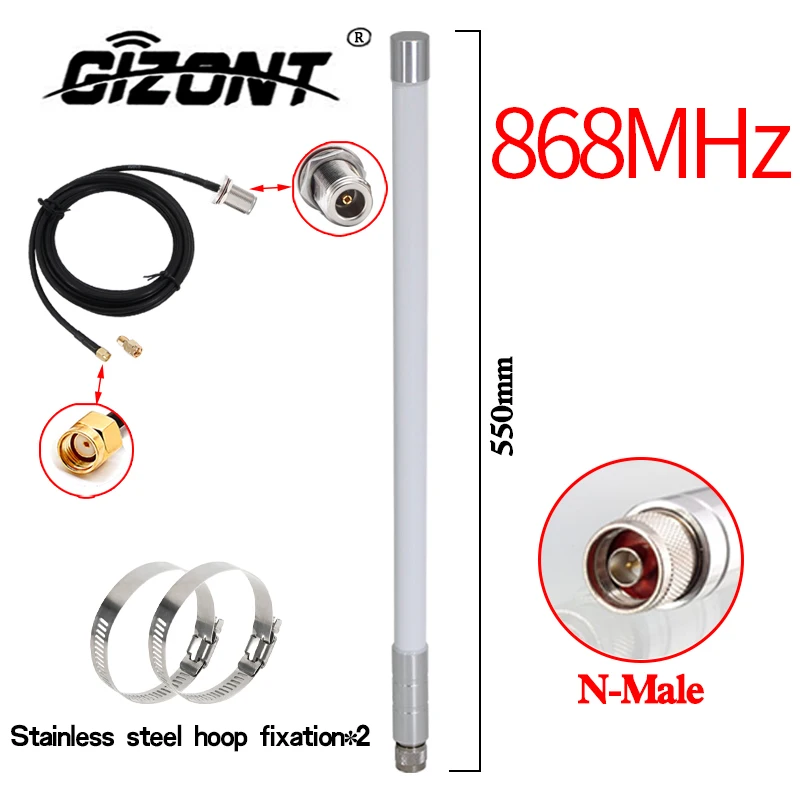 

868MHz Hotspot Antennas 868 MHz Fiberglass Outdoor LoRa Antenna Helium Bobcat Miner for Lorawan Long Range Cable RP SMA Male