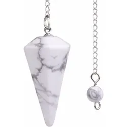 Natural Quartz Agate and Amethyst Healing Crystal Pendant (White Howlite)
