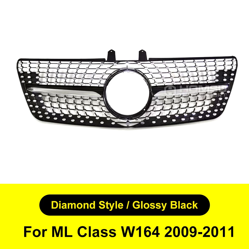 stampede bug deflector 2005-2014 Front Bumper Mesh for ML Class W166 Diamond Grille Car Styling ML Class W166 W164 Diamond grille ML Grille W166 Grille hood bug deflector Exterior Parts