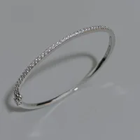 Top Quality Fashion Lovely Bangle Pure Sterling 925 Silver Jewelry For Women Design Bangle Cute Diamond Party Gift Jewelry Size6 - Image 2
