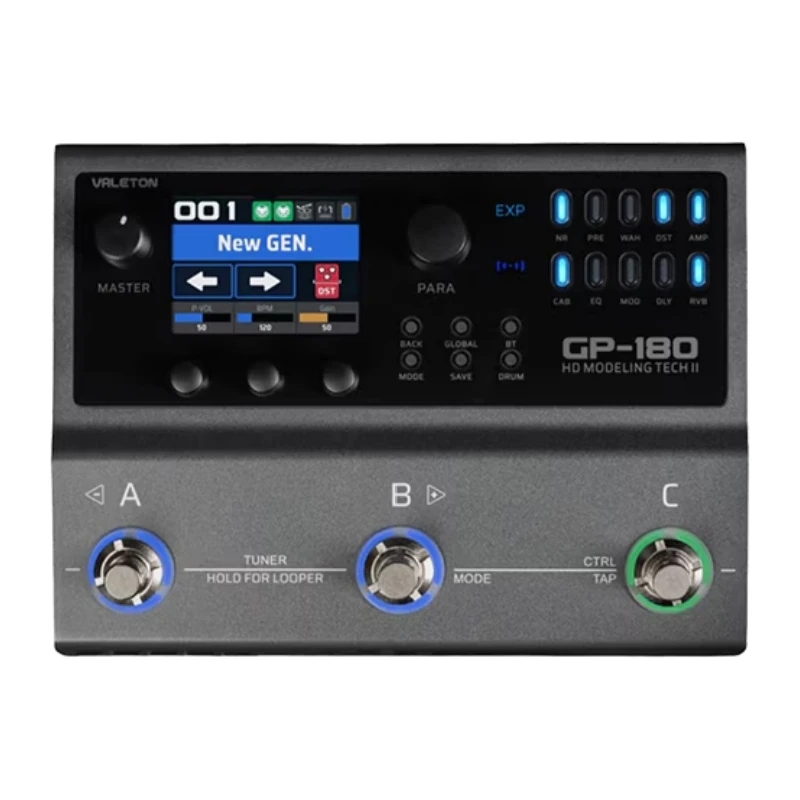 Valeton GP-180 디지털 멀티 이펙트 프로세서, 스튜디오 및 휴대용으로 사용 가능한 6입력/4출력 오디오 인터페이스 기능 탑재