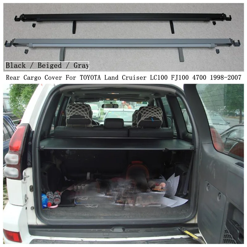 

Rear Cargo Cover For TOYOTA Land Cruiser LC100 FJ100 4700 1998-2007 Privacy Trunk Screen Security Shield Shade Auto Accessories