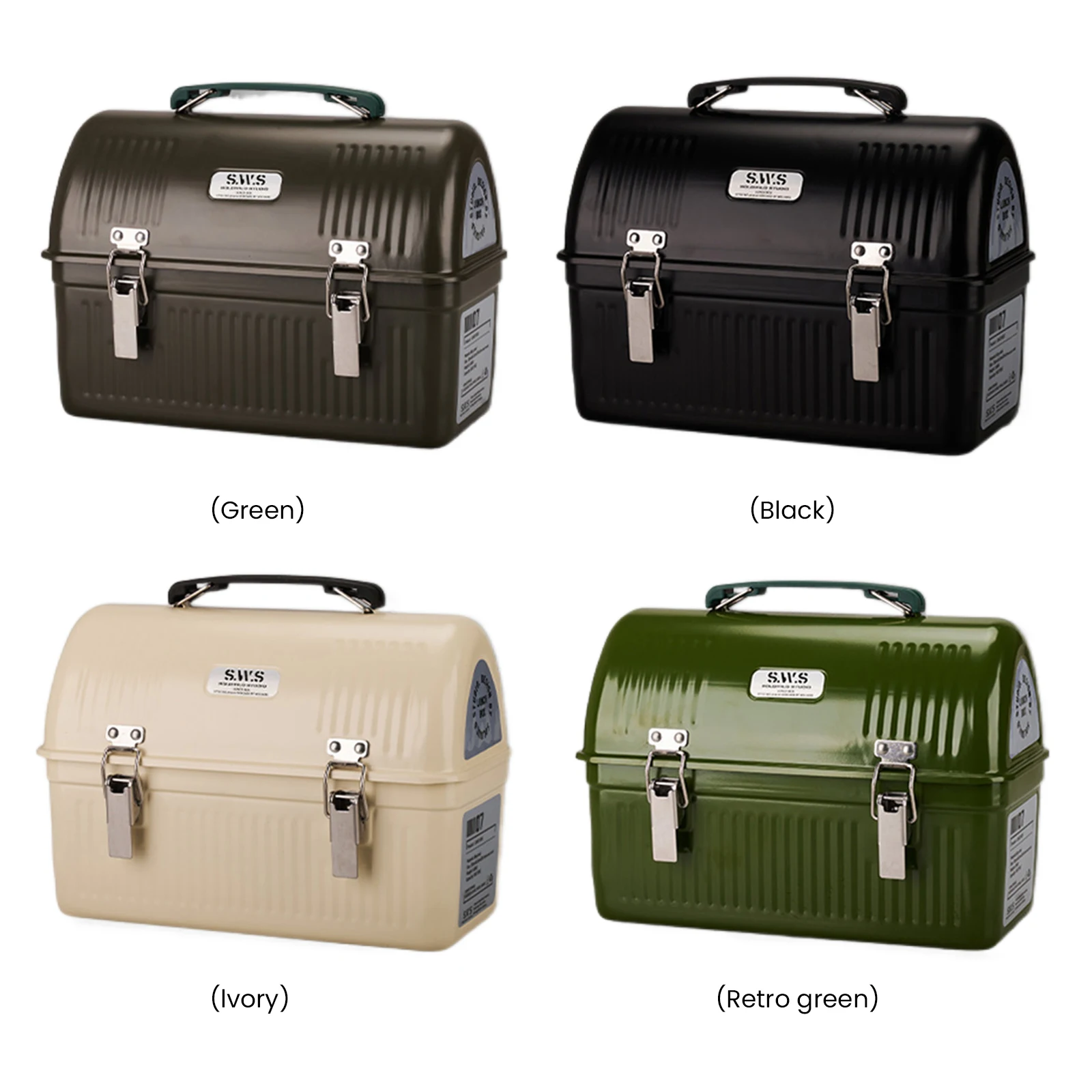 Vintage Metal Lunchbox With Handle And Latch 9.5L Metal Lunchbox Storage Boxes Food Drinks Containers Outdoor Camping Tools New