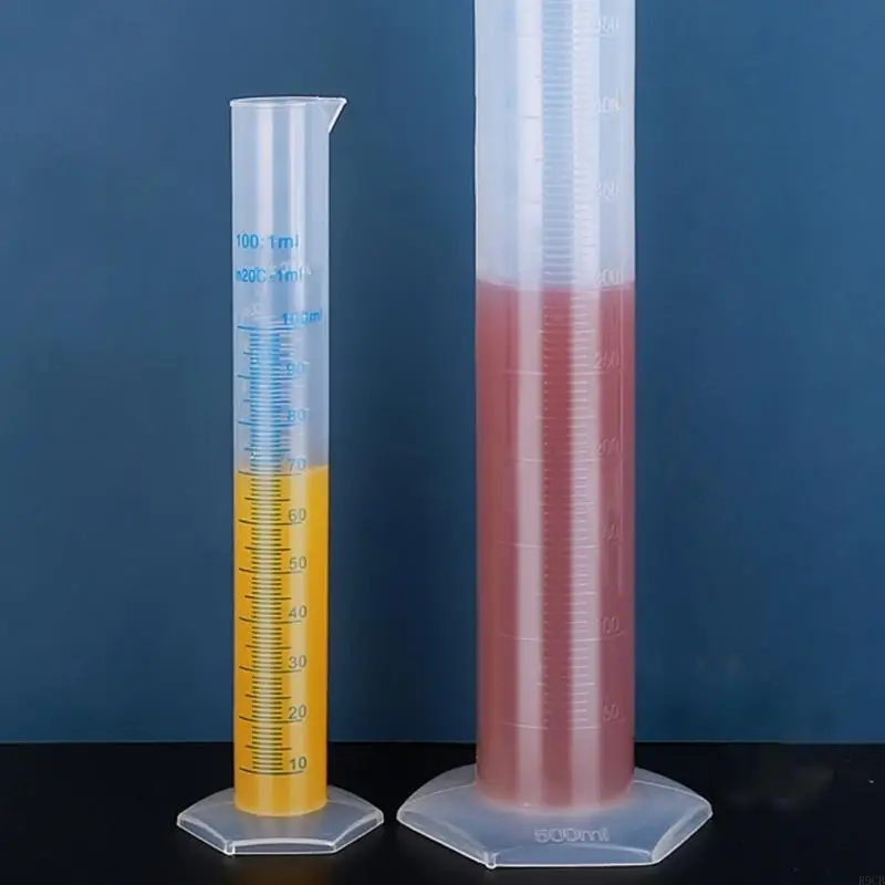 R9CB 8 Pcs/Set 10-2000ml Graduated Cylinder with Hexagonal Base 2-Sided Marking Lab Cylinders Clear Measuring Cylinder Set