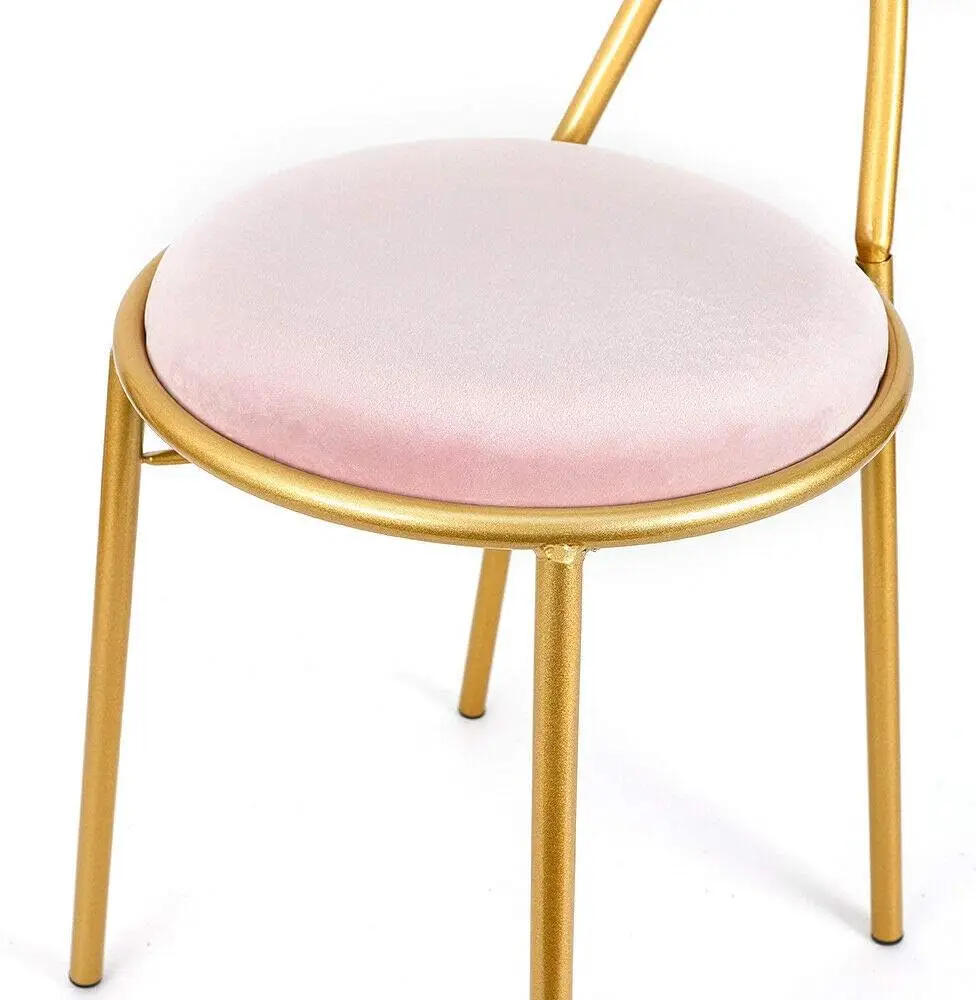 Vanity Stool,Butterfly Bow Tie Pink Vanity Chair Velvet Cushion Metal Frame Lounge Dresser Seat with Butterfly Backrest Also Use
