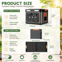 Station d'alimentation portable 500W avec kit de panneaux solaires pliables 100W en option, générateur d'énergie à charge rapide, alimentation de grande capacité pour le camping, les voyages, la maison, les camping-cars et les aventures en plein air 3
