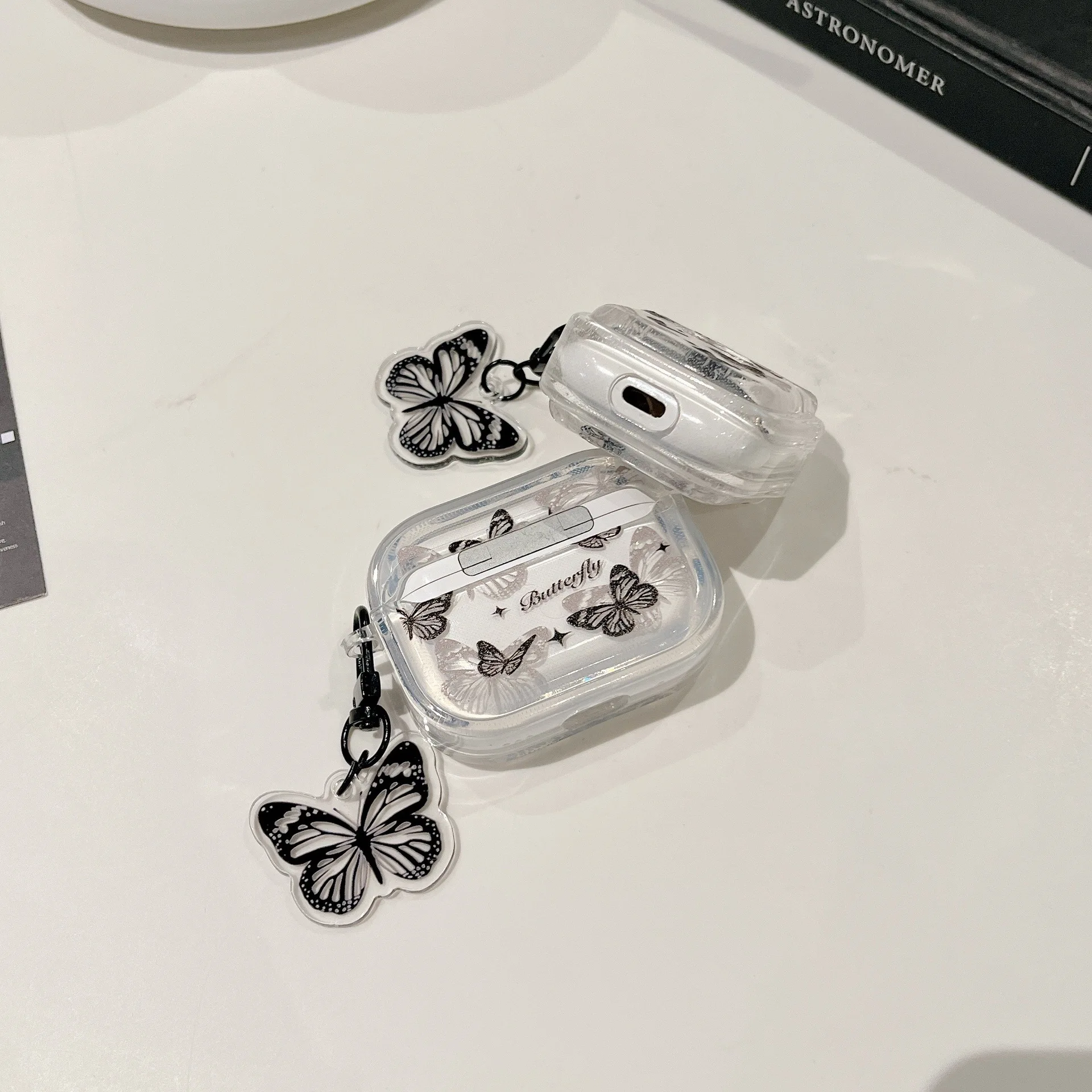 Dark Black Butterfly For Apple AirPods 1 2 Pro Bluetooth Headphone Cover 3rd Generation Silicone Soft Cover Protective Case