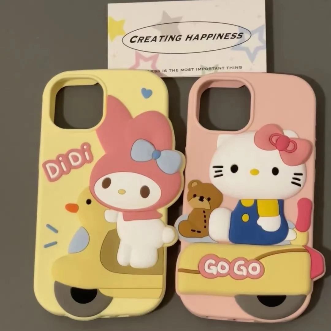 

Роскошные мягкие силиконовые чехлы для телефонов Sanrio Miniso Hello Kitty для Iphone 15 14 13 Pro Max 11 простой мультяшный чехол Мелодия чехол оболочка