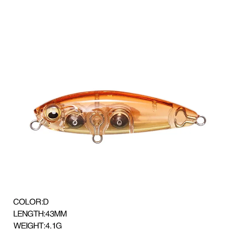 EASYFISH 1Pcs Sinking Pencil Glow Lures 43mm 4.1g Black Minnow