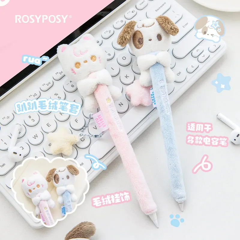 Smart Pen Cover for Apple Xiaomi Huawei Kawaii Cartoon Cat Puppy Stylus Pen Cover for Student Office Worker Tablet Accessories