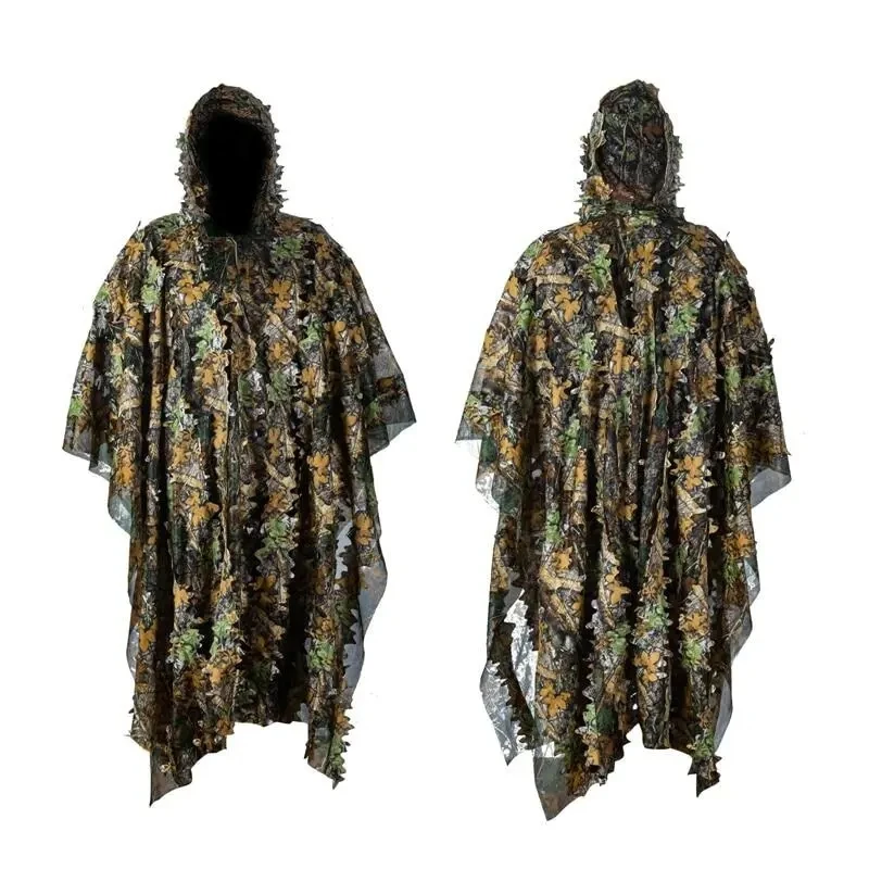 3D Camouflage Leafy Leaves Clothing Jungle Woodland Hunting Camo Poncho Cloak