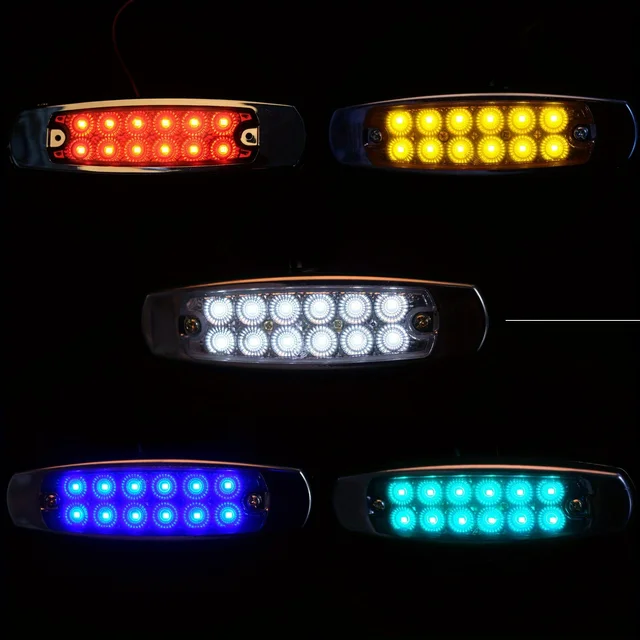 4/2PCS 12-24V 12LED Side Marker Gap Light Clearance Car Trailer Indicator Truck Bus Caravan-Amber/Red/White Tricolor Optional 2
