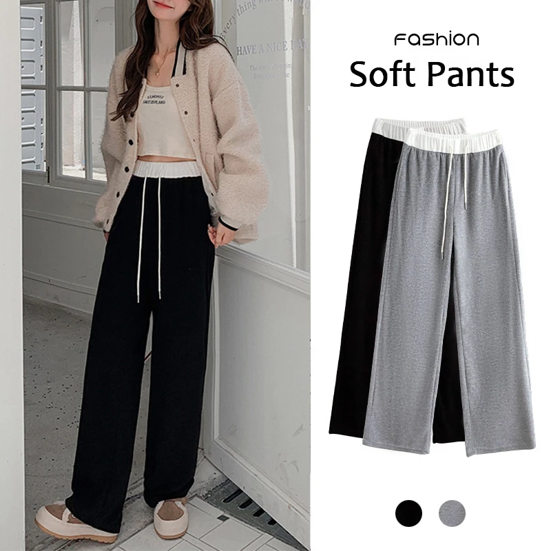 

2023 Wide Pants for Women Spring Summer High Waist Straight Full-Length Trousers Stacked Suit Pants Woman Slacks Y2K Pants