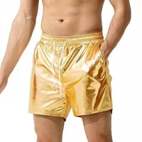 Mens Summer Outfit Shorts Shiny Nightclub Glossy Gold Sliver Black Sweatpants Men Metallic Disco Party Drawstring Short Pants 1
