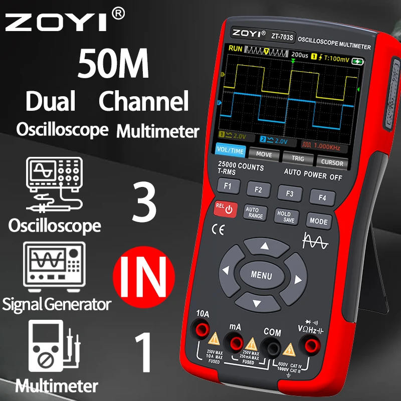 ZOYI ZT-703S 3-in-1 Oscilloscope Multimeter with 3.5 Inch IPS