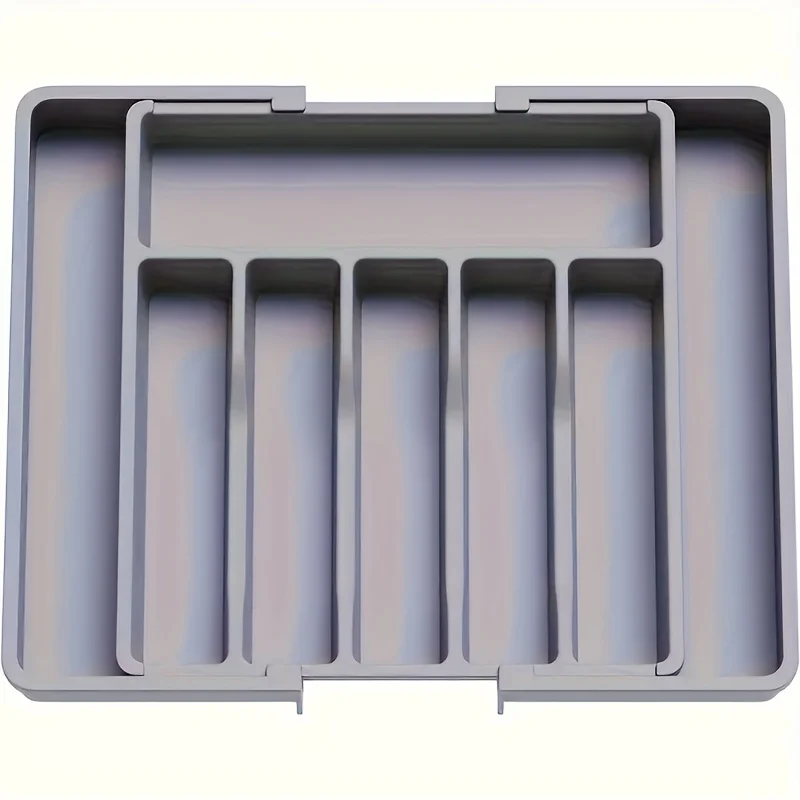 Black/White/Gray Expandable Kitchen Organizer-Ideal for Tableware (Spoons, Forks, Knives)Large，tableware and knife storage box