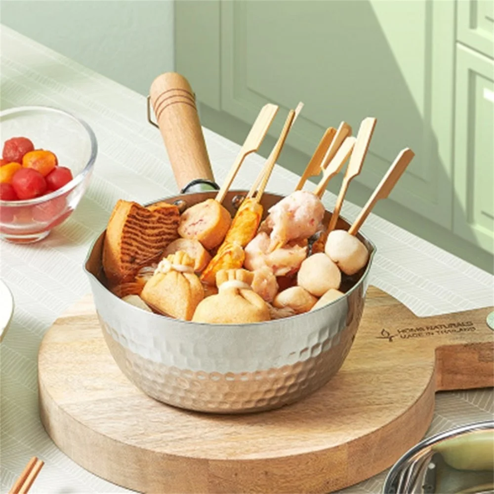 

Традиционная японская кастрюля Yukihira из нержавеющей стали с деревянной ручкой