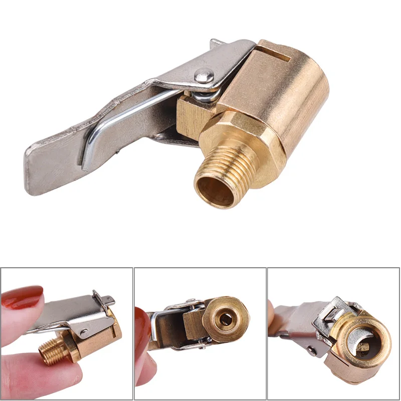 

1PC Car Truck Brass Air Pump Chuck Tyre Valve 8mm Pump Valve Clip Clip Clamp Connector Adapter