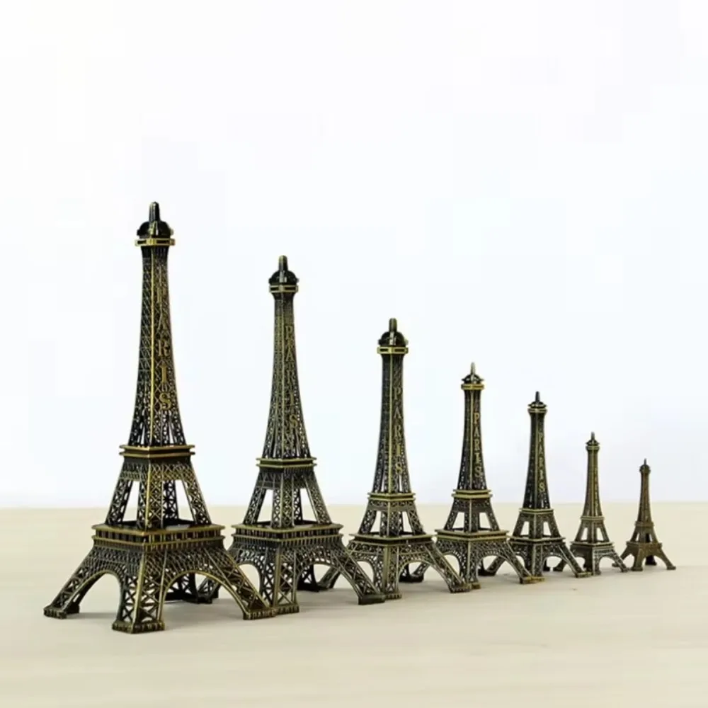 Metal Eiffel Tower Statue 7 Sizes Exquisite Design Eiffel Tower Model with Box Bronze Eiffel Tower Decorative Ornaments