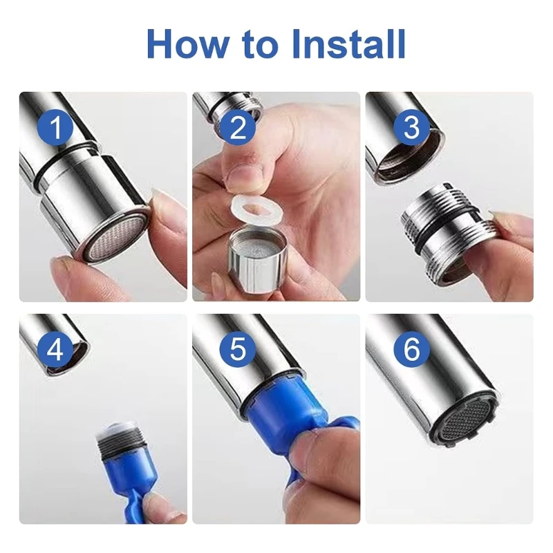 

6 Pcs Faucet Caches Aerators SplashProof Tap Bubblers Water Saving Flows Restrictors with Aerator Key Wrench DropShipping
