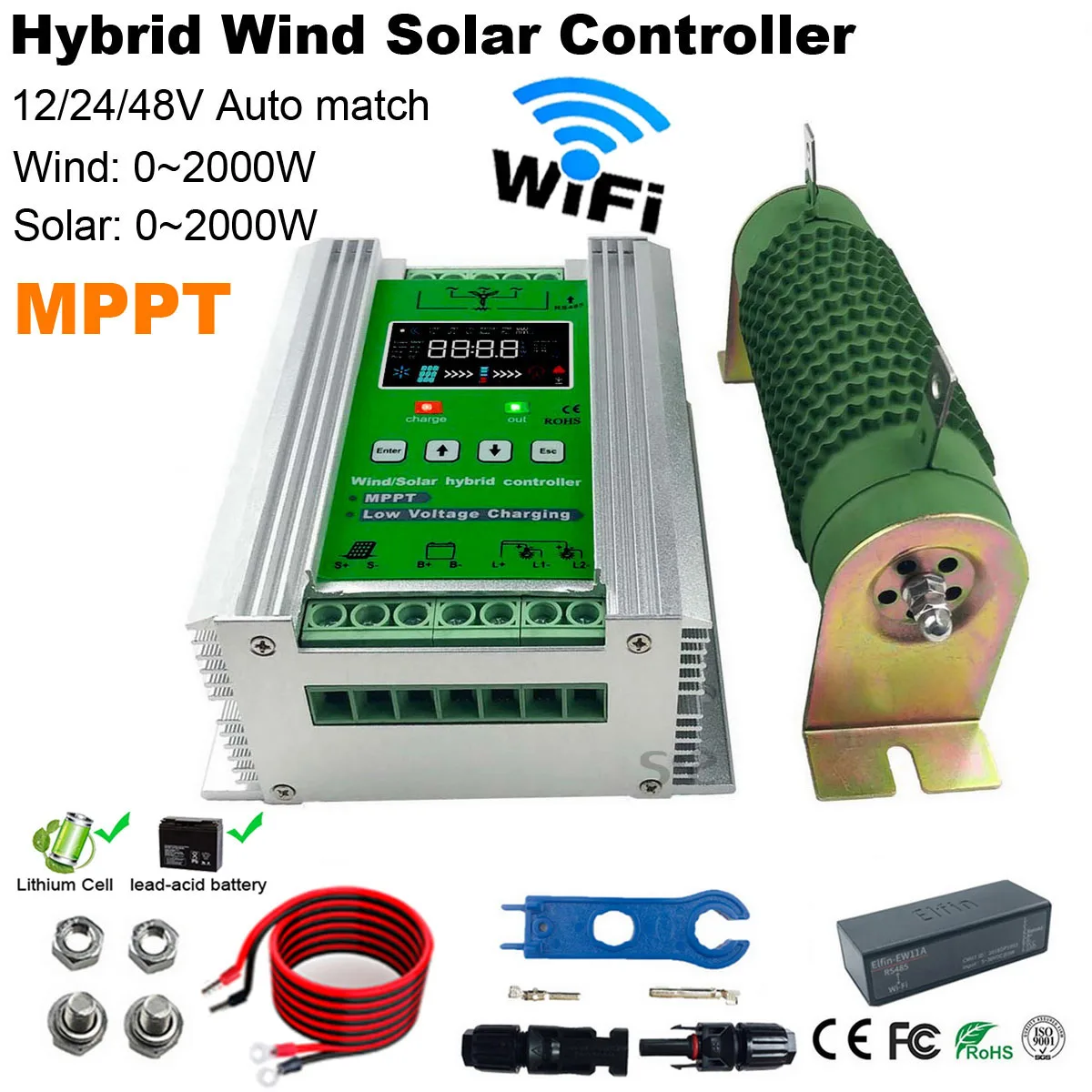 

12V 24V 48V MPPT Charge Controller 1500W 2000W 3000W 4000W Solar Panel Wind Generator Regulator for Household System Lifepo4