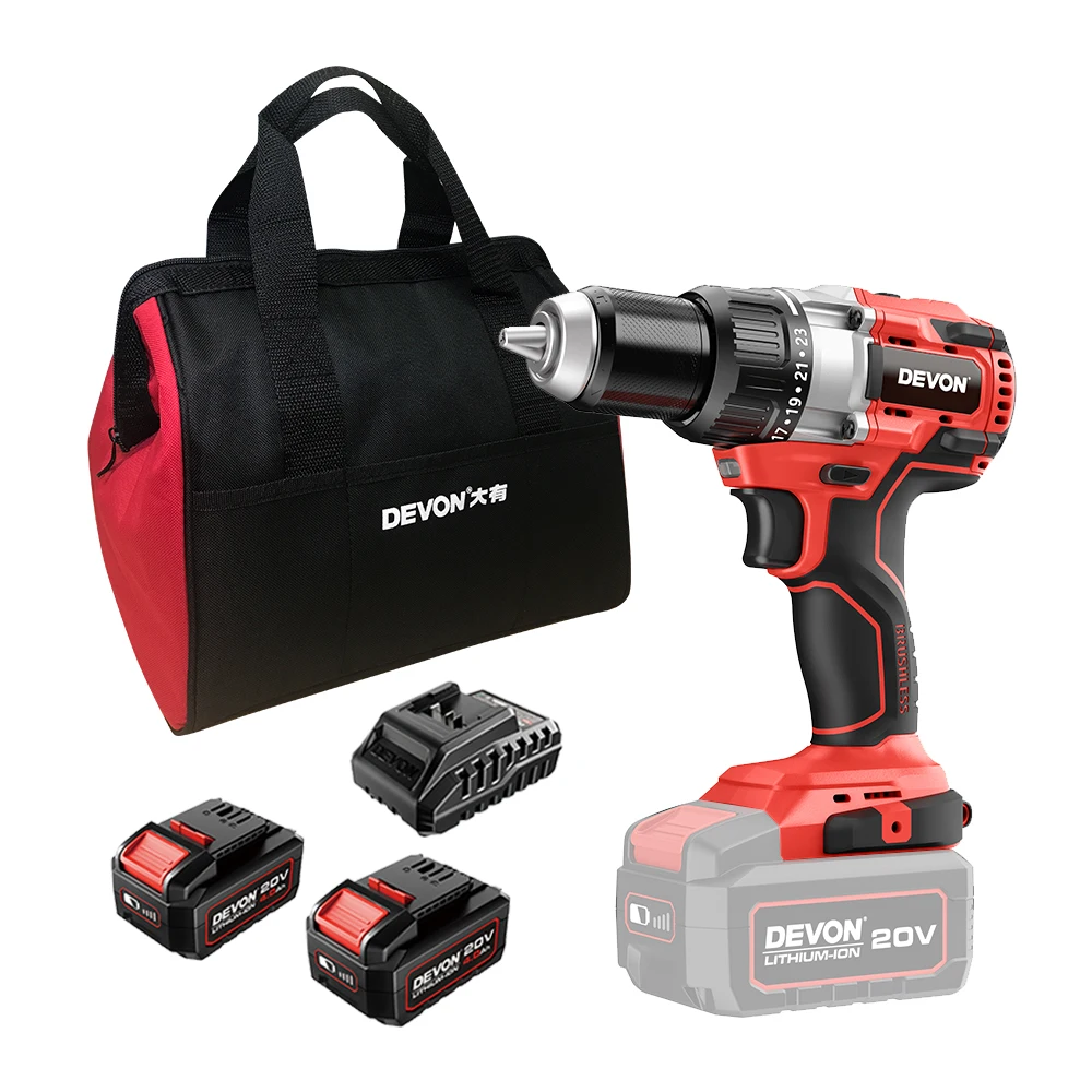 DEVON 20V lithium-ion brushless drill driver cordless Drill 20V power tools without battery