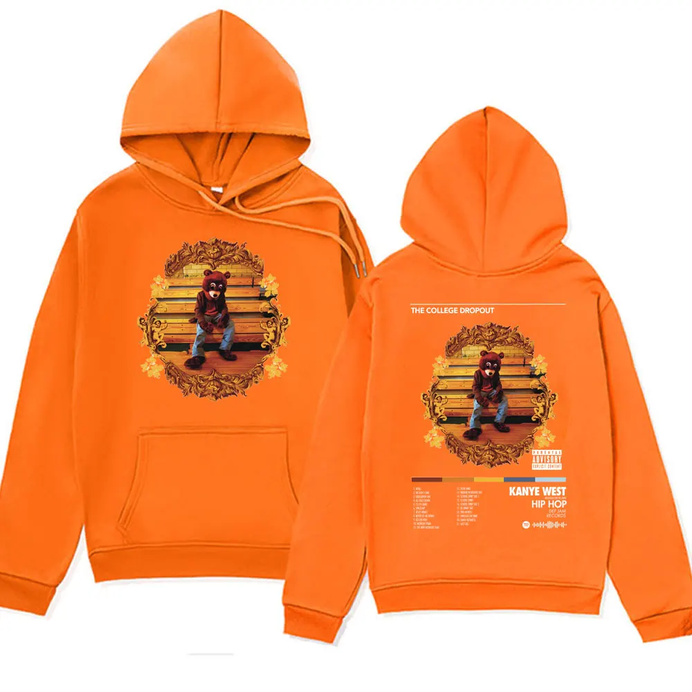 Rapper Kanye West Hoodie Hip Hop The College Dropout Hooded Sweatshirts Men Women's Fashion Casual Cotton Fleece Pullover Unisex