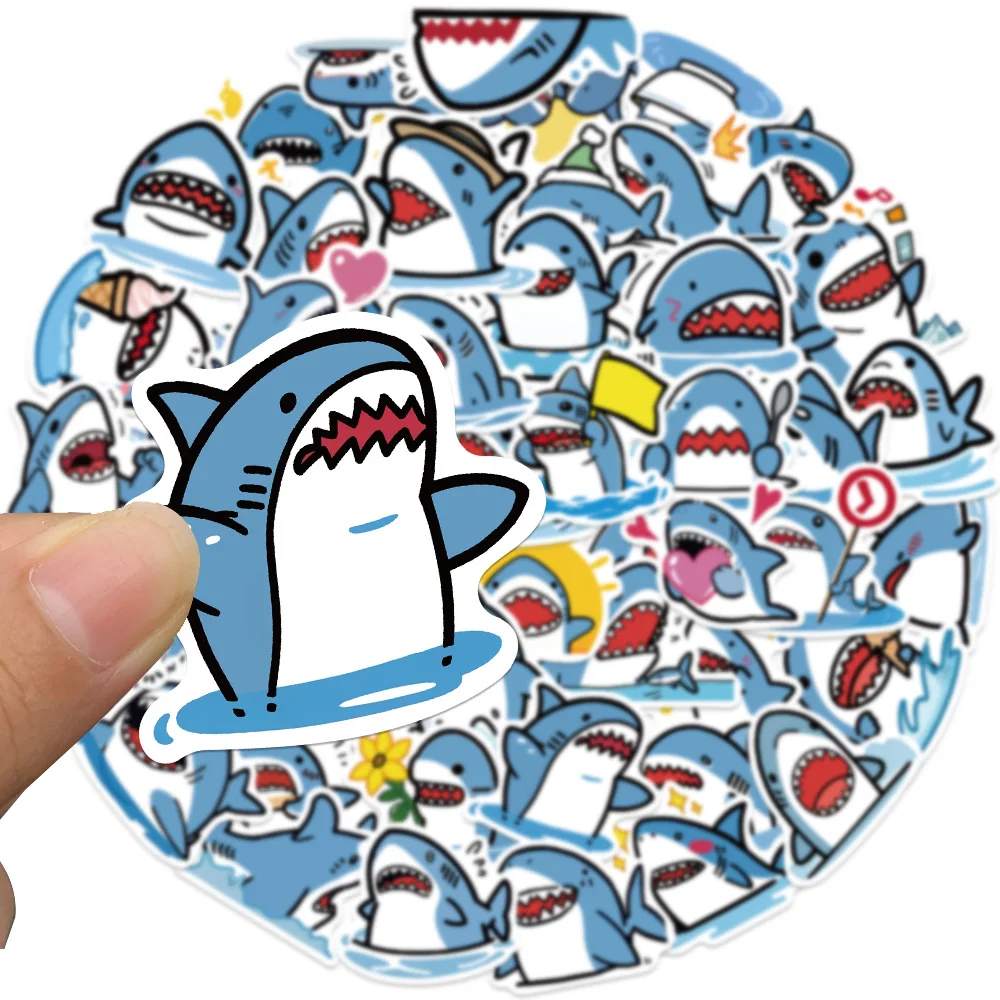 

50Pcs Cartoon Fat Shark Cute Stickers DIY Phone Laptop Diary Guitar Helmet Suitcase Graffiti Waterproof Sticker Decals Kids Toys