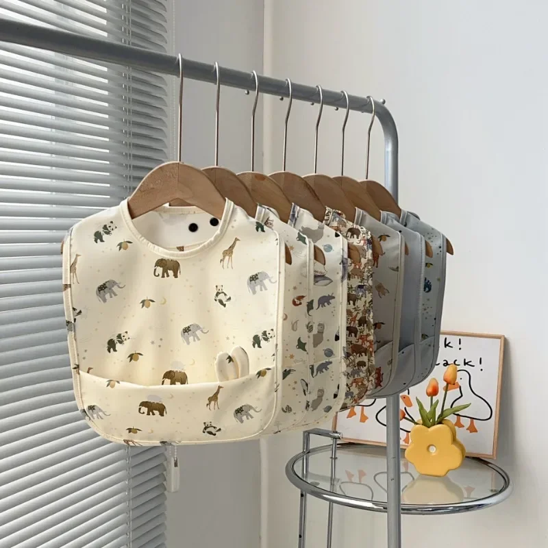 A-Class Baby Bibs Waterproof PU Drool Bibs with Big Pocket Cute Rabbit Ear Designs for 1-3 Year Olds