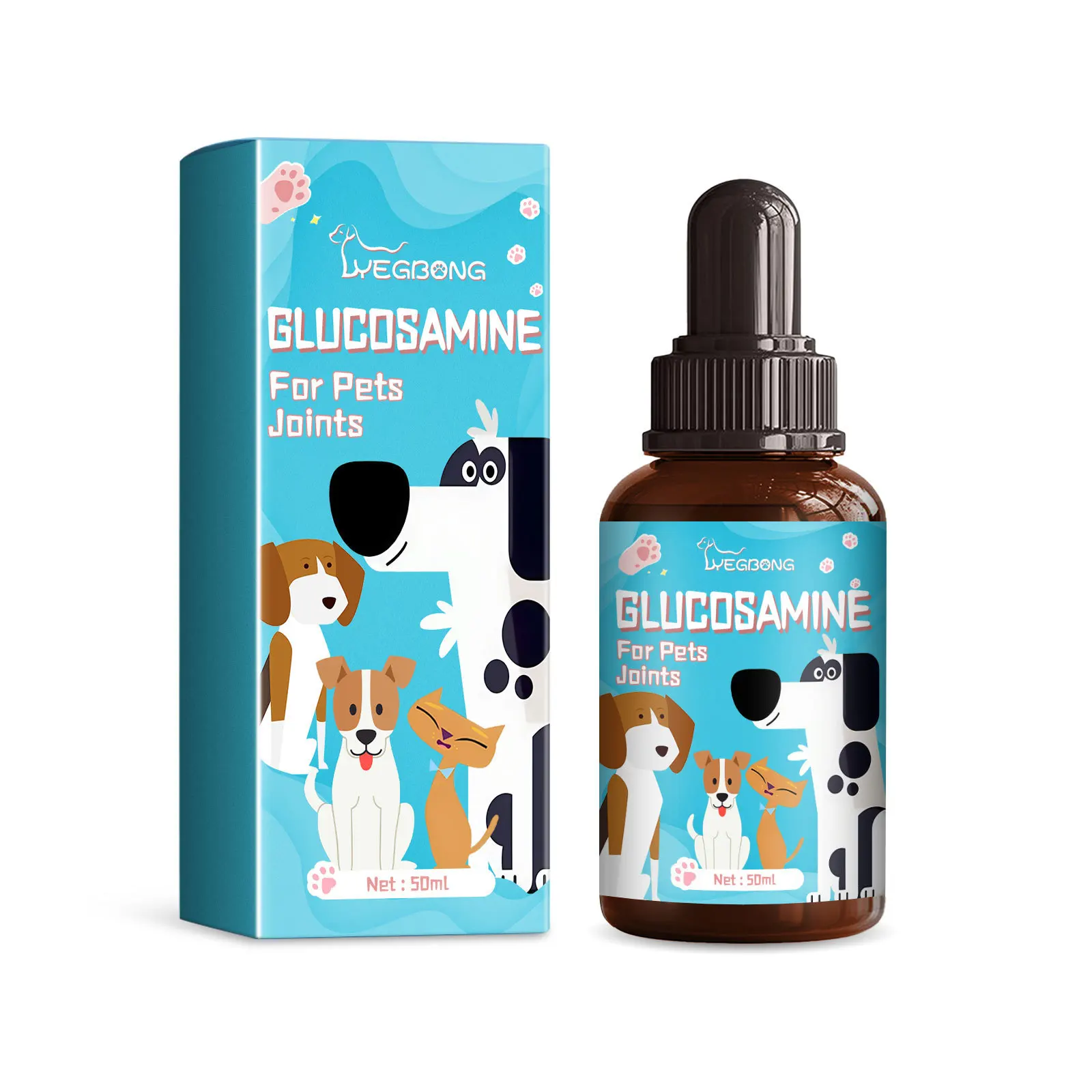 50ml Pet Glucosamine Drops-Relieve Joint Discomfort and Pain for Cats and Dogs Essential Body Care