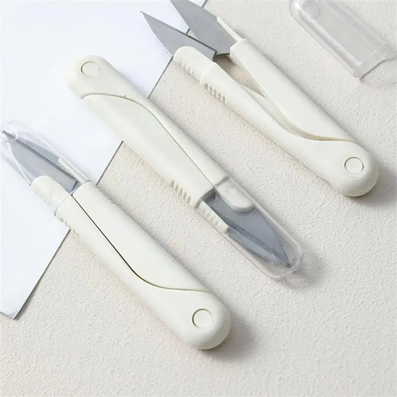 Stainless Steel Spring Scissors with Cover Portable Thread Head Fish Thread Sewing Scissors Cross-stitch Tailor's Scissors