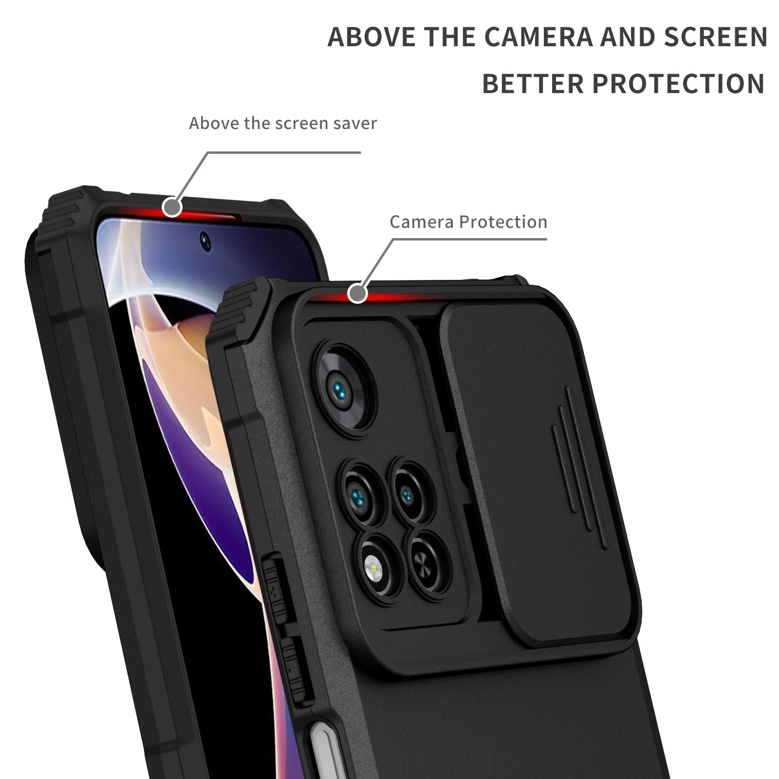 Enhanced Shockproof Case with Slide Camera Lens Protection & Stand Function