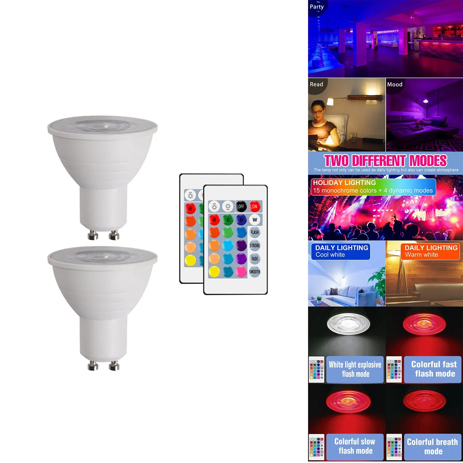 

GU10 LED Lamp Smart Light Bulb Color Spotlight Neon Sign RGB Tape With Controller Light Lighting Dimmable Night Light