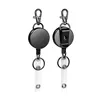 1pc Retractable Keyring Strong Heavy Duty Key Chain Steel Belt Clips Extending Steel Lanyard Reel Cool Fashion Black Key Ring 2