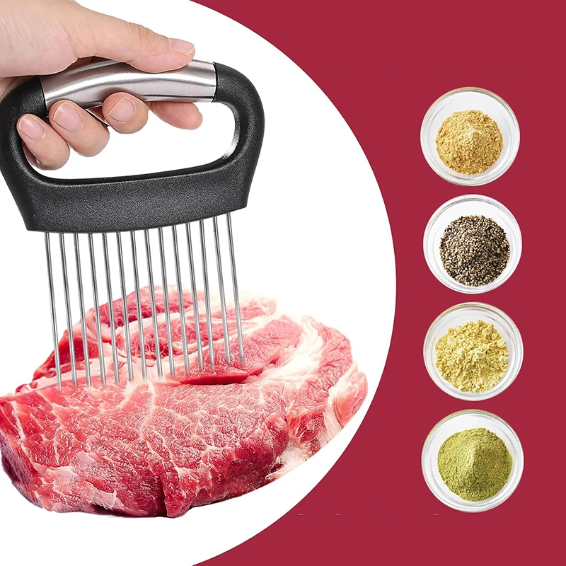 Stainless Steel Onion Cutter Holder Vegetables Fruit Slicer Tomato Potato Onion Chopper Vegetables Cutting Fork Kitchen Gadgets 5