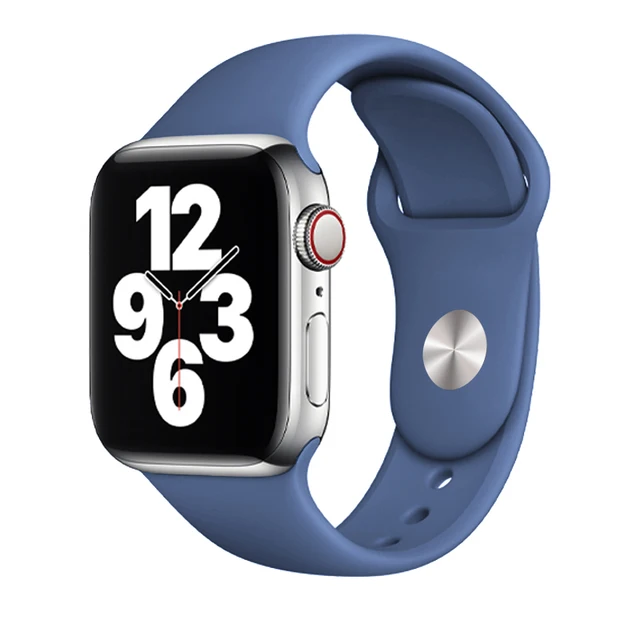 Silicone Strap For Apple Watch Band 44mm 41mm 45mm 40mm 38mm Smart Watch Sports Rubber Bracelet iWatch 6  Serie 7 SE Watchband Delft Blue