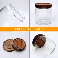 1/5 Glass Food Storage Jars,Glass Storage Containers Clear Glass Food Canister with Bamboo Lid Airtight For Coffee,Flour, Sugar 2
