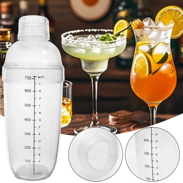 700ml Plastic Cocktail Shaker Bottles Fruit Juice Milk Tea Beverage Mixer Home Bar Utensils Wine Barware Transparent Drink Mixer 5