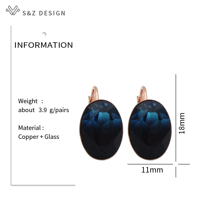 S&Z DESIGN New Fashion Oval Egg Shape Imitation Tourmaline Dangle Earrings For Women Wedding 585 Rose Gold Color Eardrop Jewelry