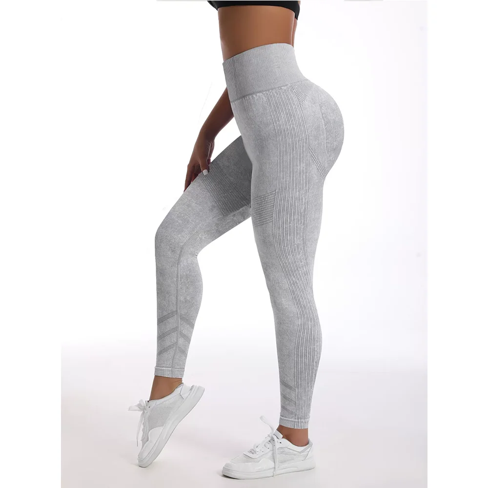 Washed Women Seamless Hip Lifting Slim Sports Leggings High Waist Tights Fitness Legging Push Up Workout Yoga Pants Gym Clothing