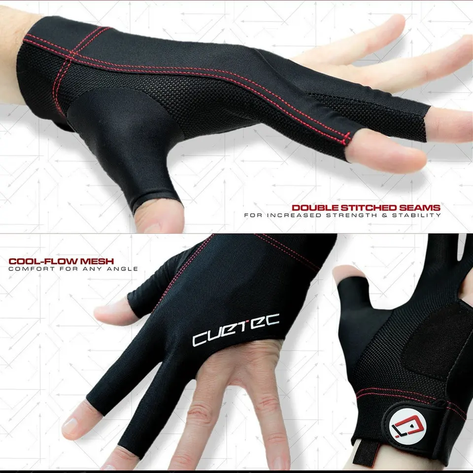 Cuetec Medium Left Hand Axis Glove for Billiards in Black/Red
