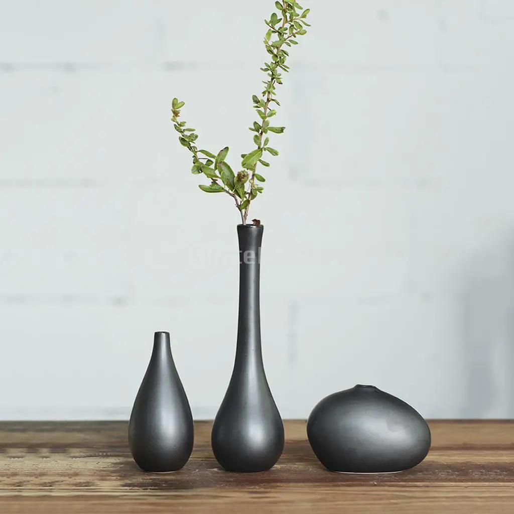 Details about   Modern Black Ceramic Flower Vase Decorative Photo Prop Home Office Desktop 