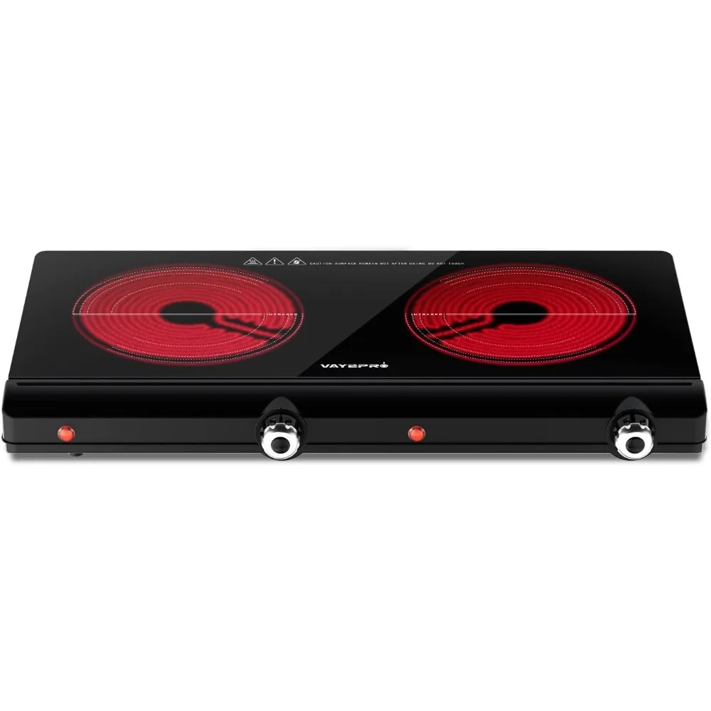 Electric Hot Plate for Cooking, Infrared Double Burner,1800W Portable Electric Stove,Heat-up In Seconds,Countertop