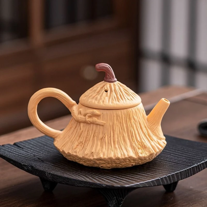 Purple sand golden section mud lotus pod brewing teapot semi-manual 2025 new teapot making tea home office purple sand teapot