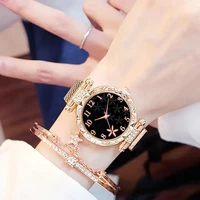 2PCS Fashion Women's Watches Set Magnet Buckle Mesh Strap Analog Quartz Watch Star Bracelet Set Reloj Mujer - Image 4